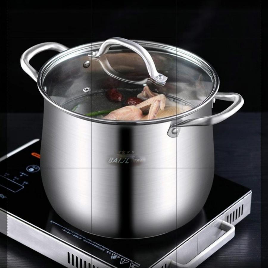 Jiagao Soup Pot SUS304 Stainless Steel Super high Soup Pot Boiling Soup Pot Soup Steaming Pot Fudi Household Cooking Congee Soup