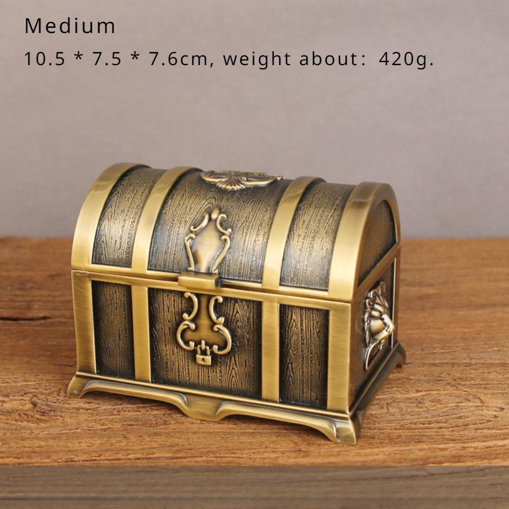Pirate Jewelry Box Large Vintage Chinese Wedding Celebration Pearl Treasure Box Alloy Handmade Jewelry Storage Box with Lock