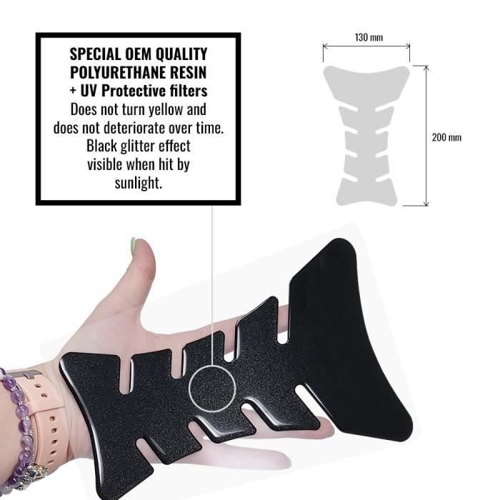 Protection Adhésive 3D - OEM - Réservoir Moto - Noir Glitter - 20 X 13 Cm - Résistant UV