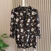 Silk Double Wrinkle Floral T-shirt 100 Mulberry Silk T-shirt Women's Spring & Fall 2023 New Arrival Western Style Youthful-Looking Half Sleeve Shirt