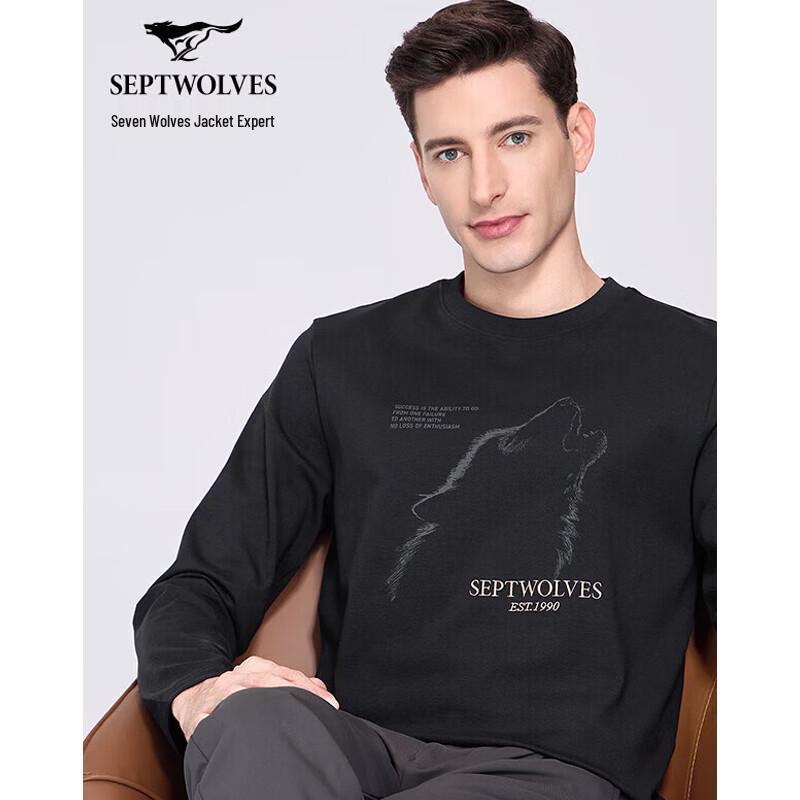 SEPTWOLVES Men s Breathable Cotton Blend Long Sleeve Crew Neck T-Shirt 56A
