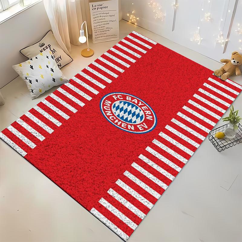 "Bayern Munich Logo Red Striped Rug Non-slip rug suitable for living room and bedroom sofas."