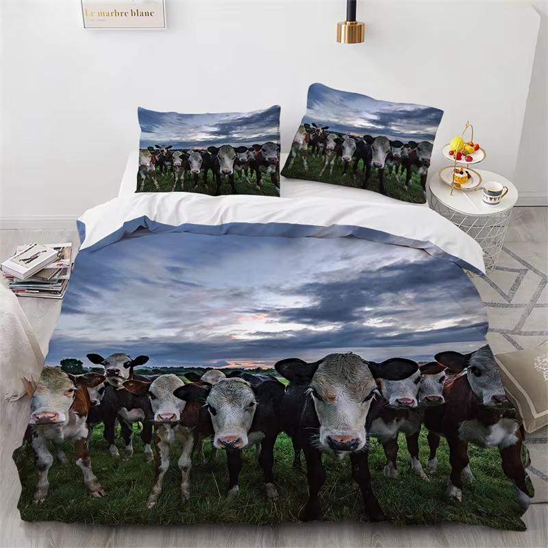 Highland Cow Duvet Cover Full Bull Cattle Bedding Set Bedroom Decor Western Funny Animal Wildlife Farmhouse Cow Comforter Cover