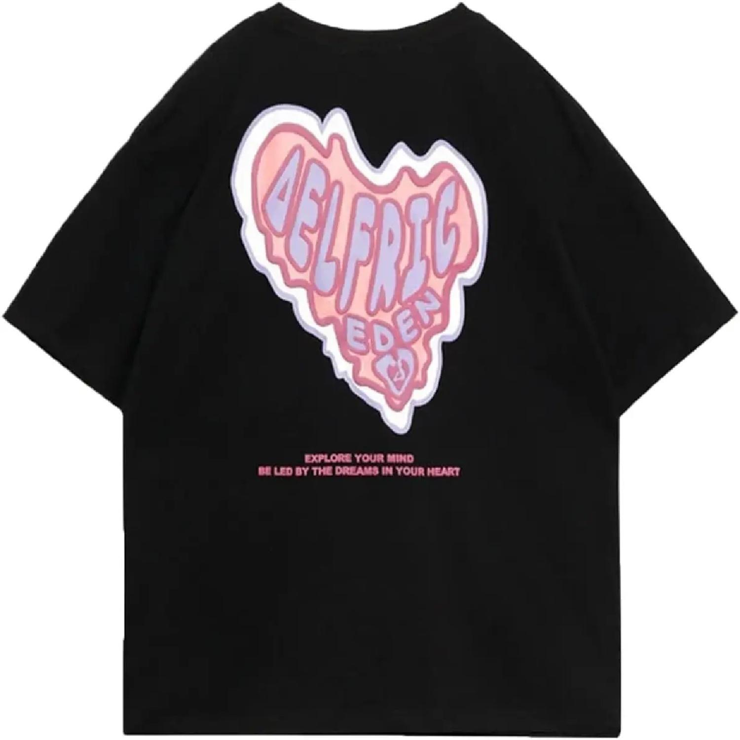 Графические футболки Aelfric Eden для женщин с принтом в виде сердца из пены, с круглым вырезом, с короткими рукавами, повседневные летние стритвеар XXXXXL разноцветный