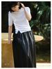 Women's Spring A-line Elastic Waist Casual Half Skirt - Slimming, Versatile, and Flaw-Hiding for Commute Wear