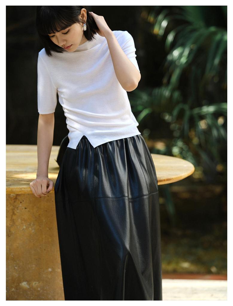 Women's Spring A-line Elastic Waist Casual Half Skirt - Slimming, Versatile, and Flaw-Hiding for Commute Wear
