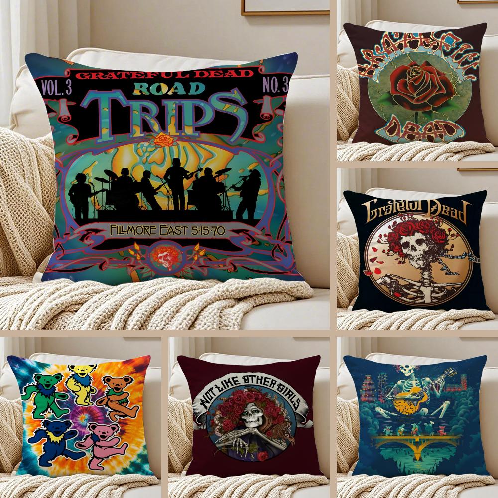 Psychedelic American Band GGrateful DDead Cushion Cover Pillowcase Antidustmite Living Room Sofa Decor Cushion Room