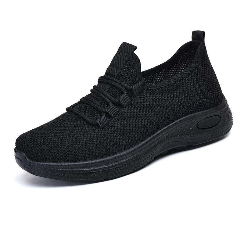 Damen Rutschfeste Weiche Sohle Netzschuhe, Atmungsaktiv Frühling/Herbst Schwarze Arbeitsschuhe