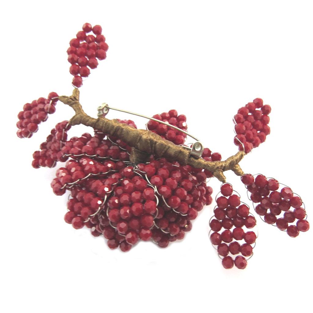 Lily-Crystal [P4416] - Broche artisanale 'Callas' rouge - 12x6 cm