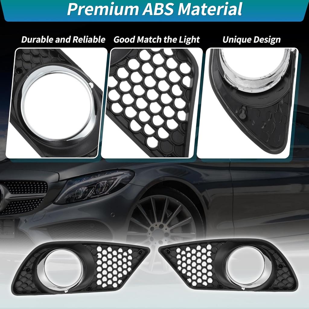 Fog Light Grill for Mercedes Benz C230 C250 C300 C350 W204 Front Bumper Fog Light Grille Cover 1 Pair Fog Light Chrome Shell A2048850253/A2048850353