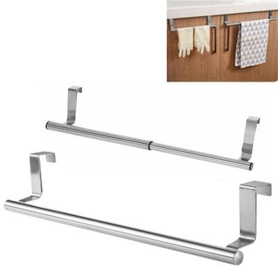 Kitchen Accessories Multi-functional Storage Rack Extendable Storage Shelf Stainless Steel Cabinets Towels Holder Door Hook