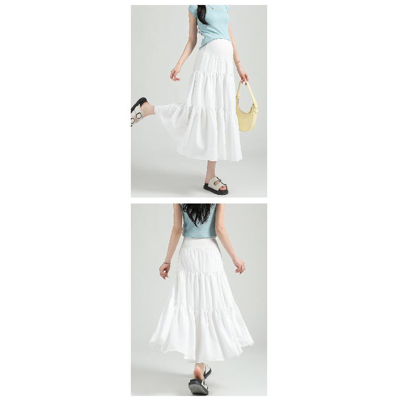 Maternity Skirt for Summer, Women's Mid-length Loose-fitting Slimming Flared Skirt with High Waist