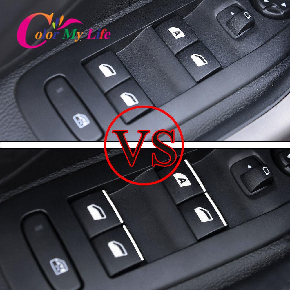 Car Styling ABS Chrome 7Pcs/Set for Peugeot 308 2014 2015 2016 2017 2018 Door Window Lift Button Switch Sequin Trim