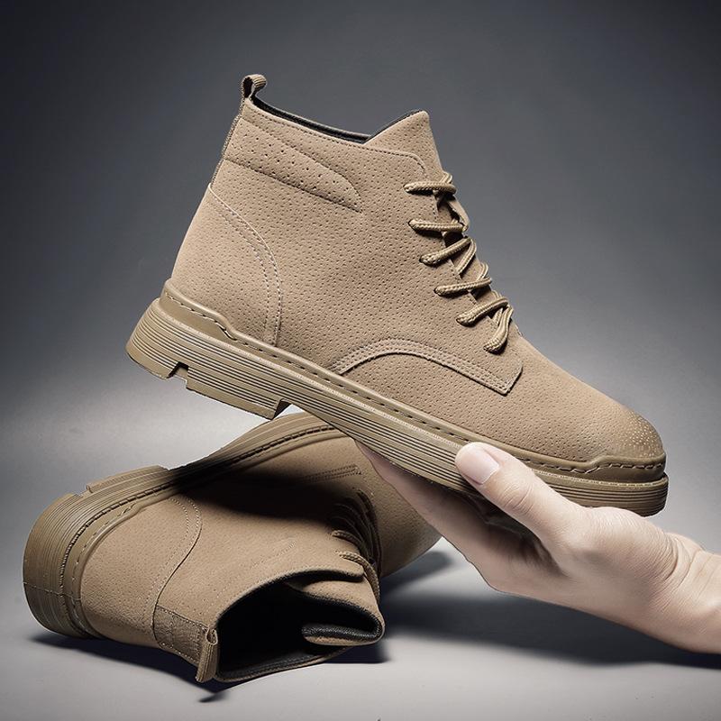 Men High Quality Leather Boots Male Spring Casual Motorcycle Ankle Botas Hombre Men Lace-Up Basic Boots Man Fashion Men Boots789