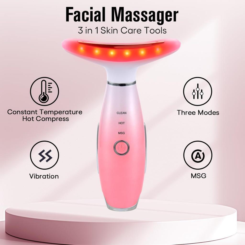 LATME facial massager, neck facial massage tool, 3 modes of heating massage