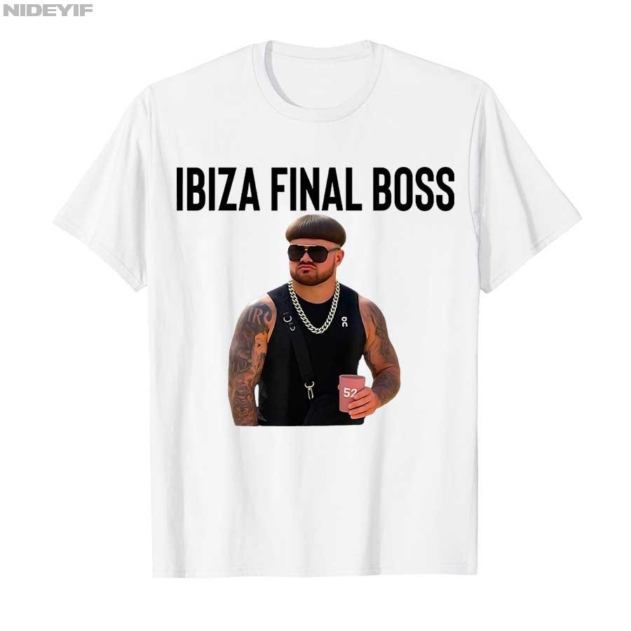 Funny Viral Bower Haircut Ibiza Final Boss Meme Club Summer T-shirt For Men Women 100% Cotton T Shirts Short Sleeve Tops P386