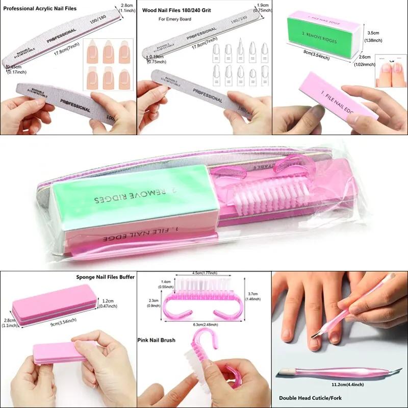 6Pcs/Set Professional Nail Files Manicure Sets Polishing Sanding Buffer File Pedicure Tool Cuticle Pusher Nail Brushes Accssory