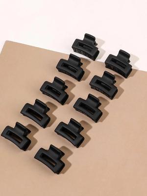 10 Pcs Small Hair Clips for Women,Matte Rubber Coating Rectangle&Flower Hair Claw Clips for Women Thin Fine Short Hair.