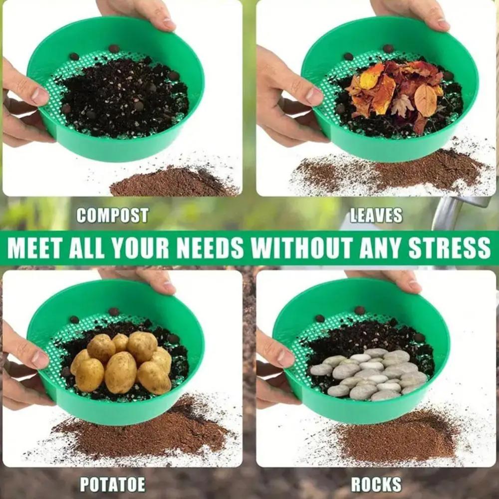 Garden Sieve Soil Sifter, Round Sieve Earth Stone Fine Gardening Tool Home Planting Sieve Screen Garden Soil Filter Net Sifter