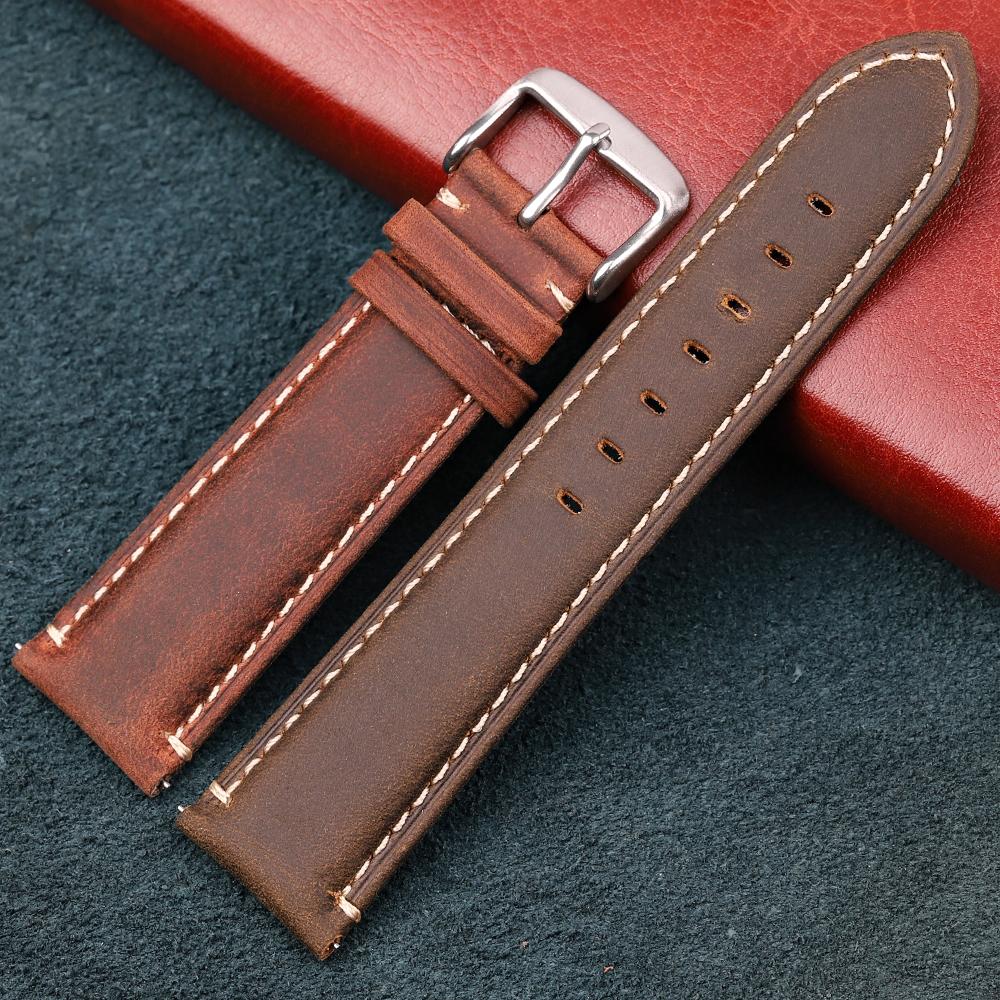 Cinturino Orologio in Vera Pelle di Vacchetta Opaca 20mm 22mm Cinturino a Rilascio Rapido con Fibbia in Acciaio Inossidabile Caffè Nero Verde Rosso