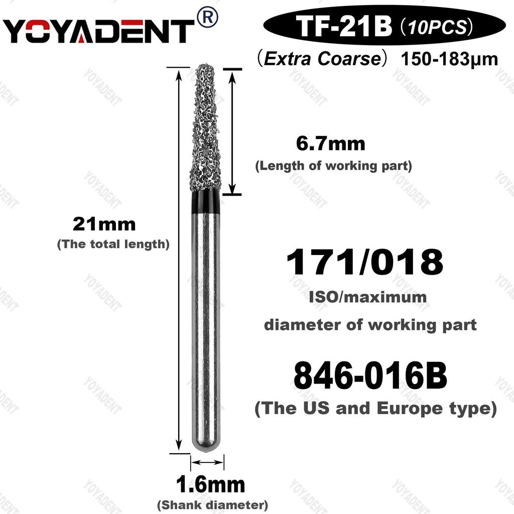 TF Type Extra Coarse Dental Bur Diamond Burs Dentistry Drills Dia.1.6mm For High Speed Turbines Dentist Grinding Tool 10pcs/Pack