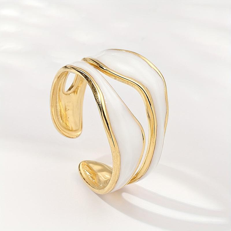 Hot-selling metal wave irregular ring, drop oil painting oil craft ring, simple temperament jewelry
