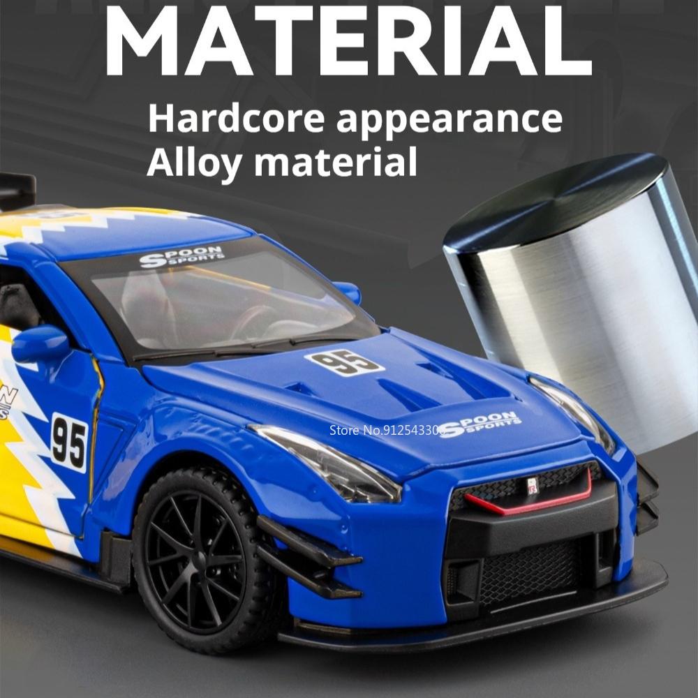 Scale 1:32 Gtr Racing Car Model Toy Alloy Diecast Miniature Vehicle Toys Doors Opened Cars Models Home Decor Decoration