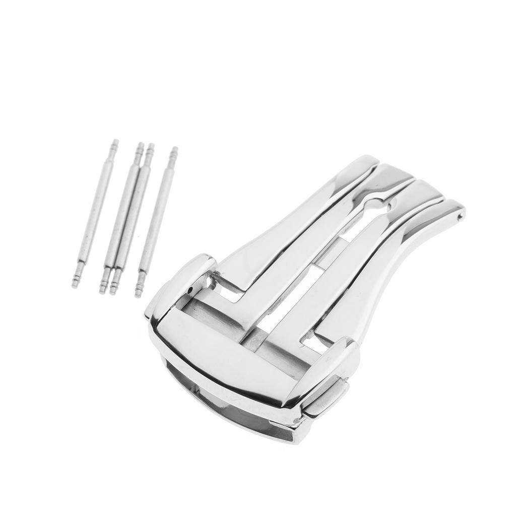 High Polished Silver Stainless Deployment Clasp for Watch Band Strap Buckle 18mm
