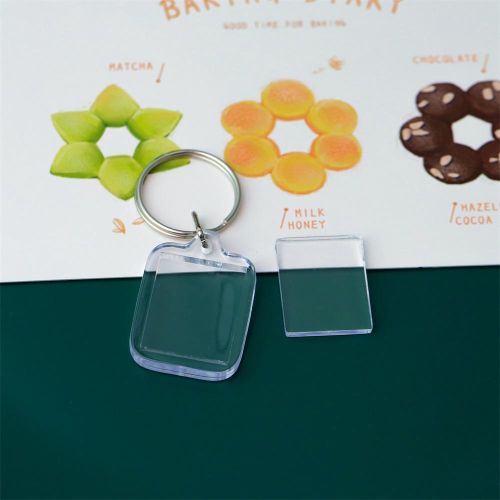 2-5Pcs/Pack Transparent Rectangle Blank Acrylic Insert Keychain Photo Picture Frame Keyring Holder DIY Split Ring KeyChain Gift