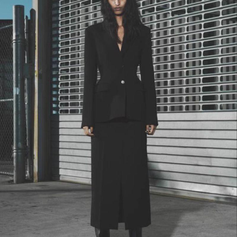 Spring New Women's Clothing Waist-Tight Thin Band Padded Shoulder Silm Suit Outwear 8805707 8805797