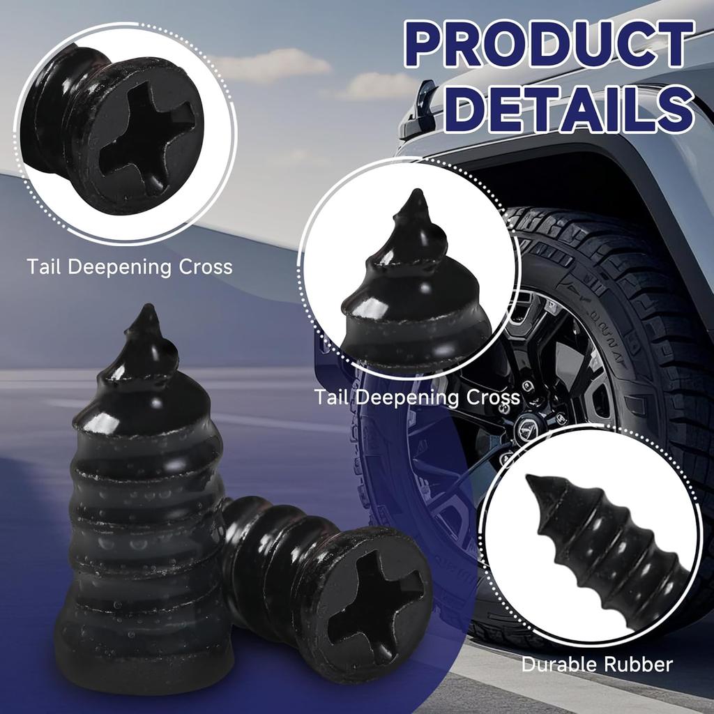 60 Pcs Tire Repair Screws, Tire Repair Rubber Nail, Screw in Tire Plugs,Quick Tool Tire Plugs, Self-Service Tire Repair Rubber Nail Kit for Patching