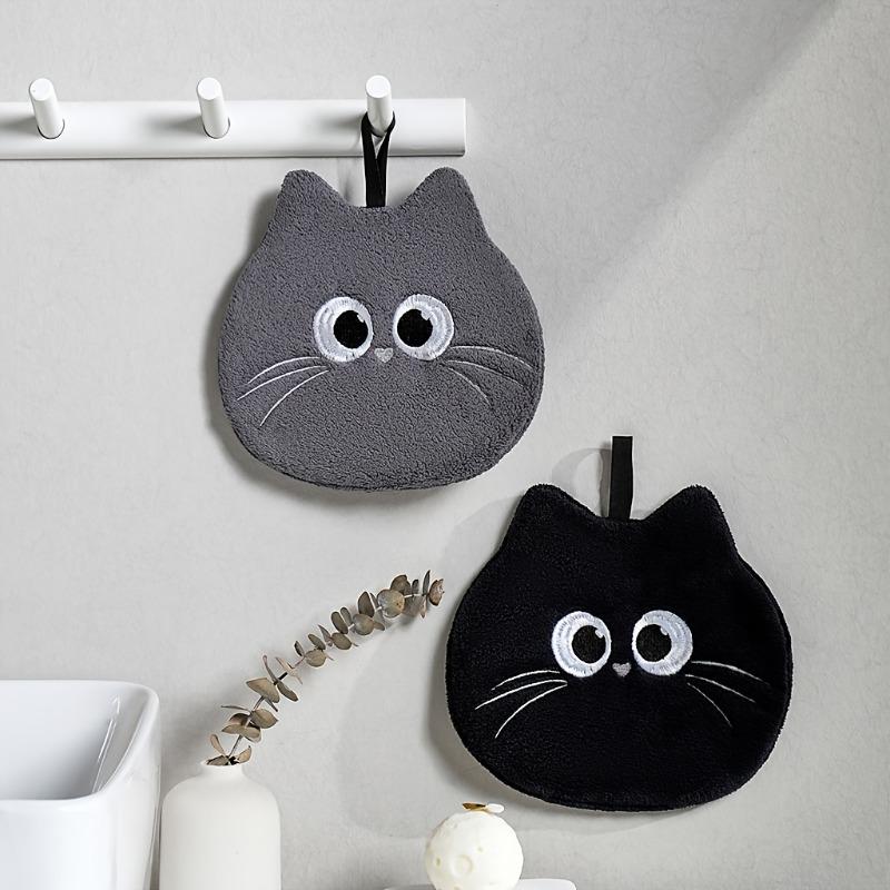 1/2pcs Cute Cat Elf Bathroom Towel Super Absorbent Coral Fleece Material Can Be Hung for Decorating Bathroom Fingertips Towel