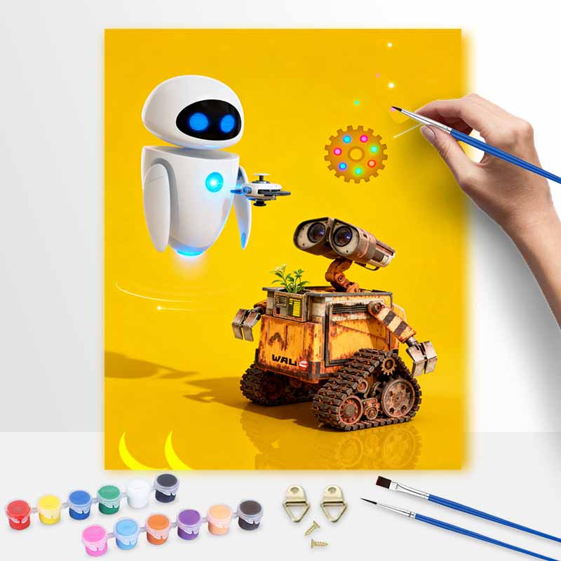 Disney Robot Love Oil Paint Digital Painting Art Kit FillIn Painting Home Decor