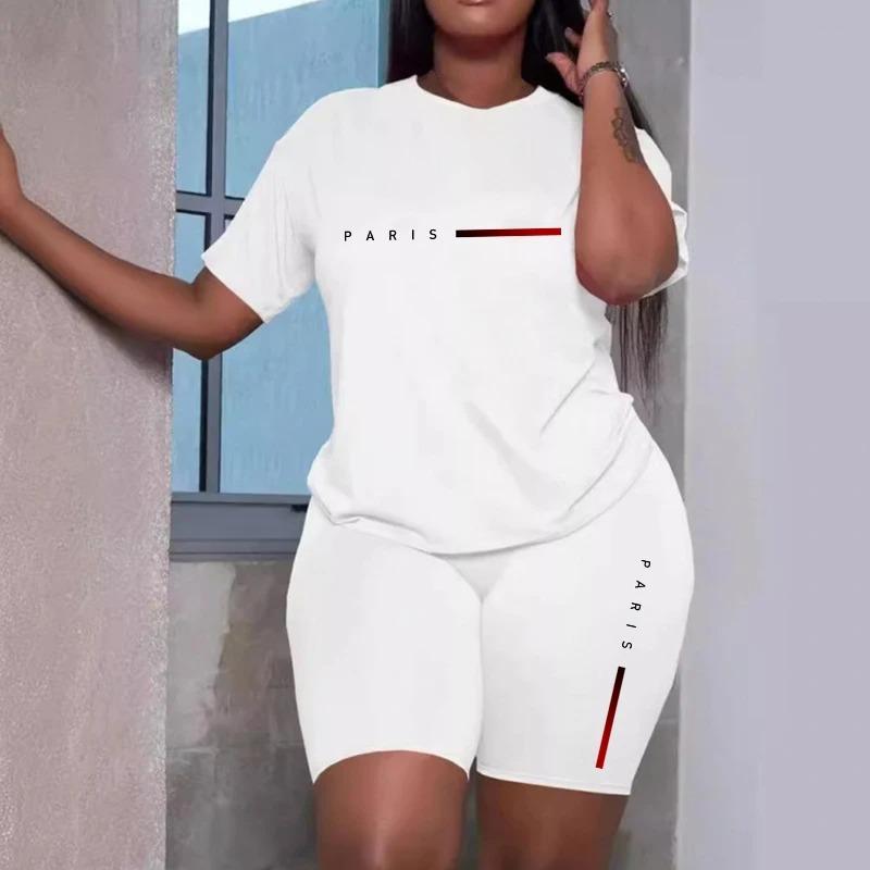 Women's Tracksuit Casual Summer Two Piece Sets Hot Sales Fashion Quality O-Neck Short Sleeve Sports T-Shirts Daily Clothing