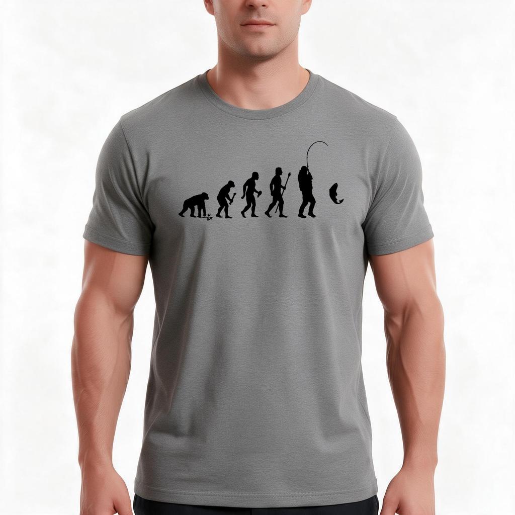 Evolution Of Unisex And Fishing Tshirt Summer Casual Cotton Tee Oversized Streetwear Tops Vintage Graphic Print 100 Cotton