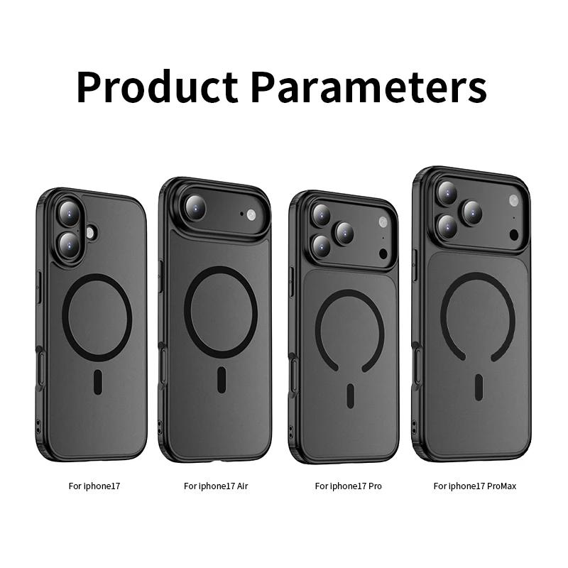 Custodia Magnetica Premium Opaca Antiurto per IPhone 17 Air 16 15 14 Plus Pro Max Copertura Corazza Robusta con Sensazione di Pelle