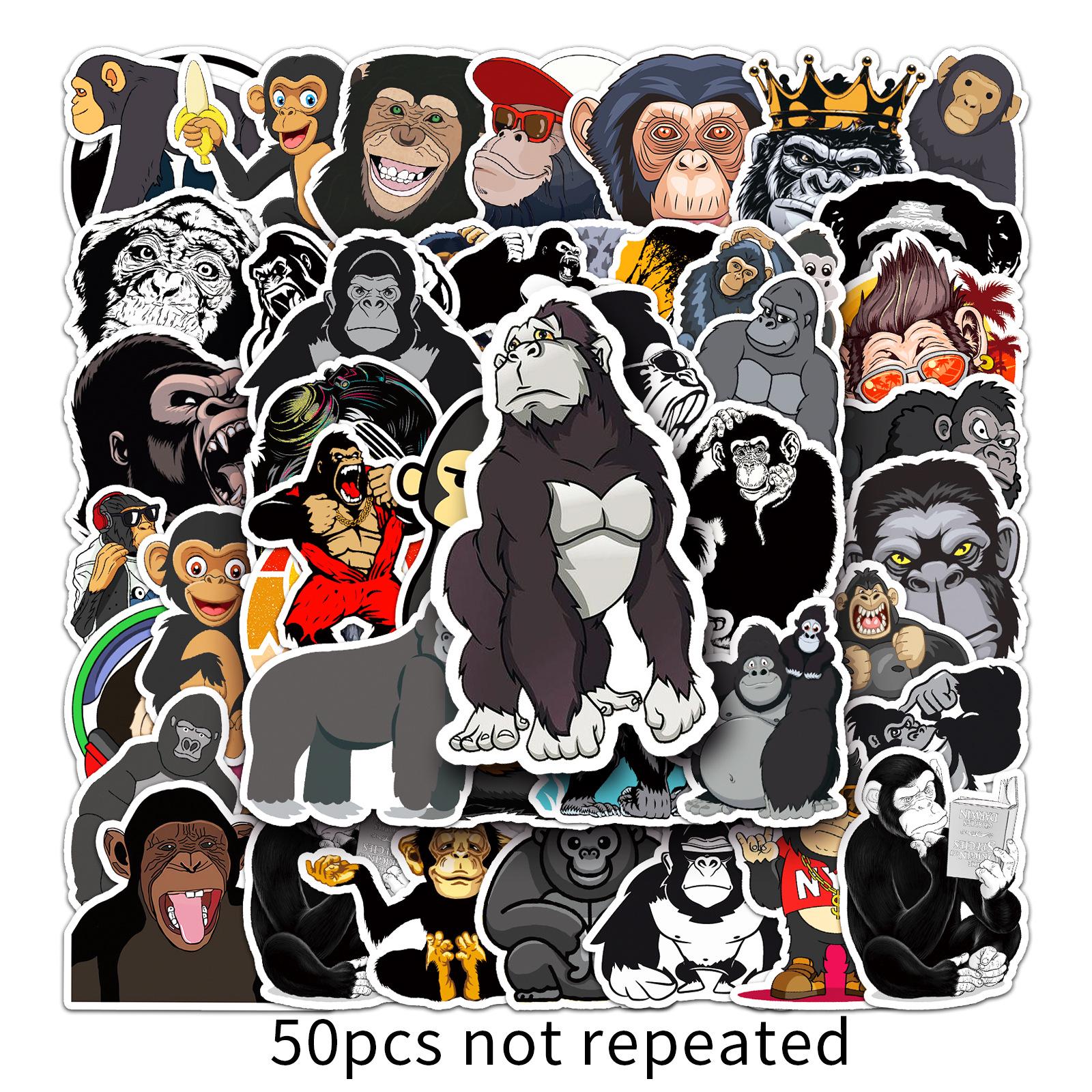 

50pcs Gorilla Animal Luggage Stickers, Trendy Graffiti Decals for Laptops, Cars & More