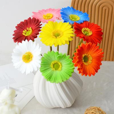 Artificial Gerbera Jamesonii with Stem Realistic Fake Silk Flower Home Office Table Centerpiece Faux Flower Branch Floral Arrangement Decoration
