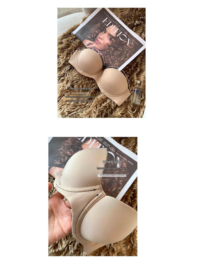 Damen trägerloser BH: Sexy, Glatt, Verstellbar, Weicher Bügel, Halbschalen-Design für kleine Brust.