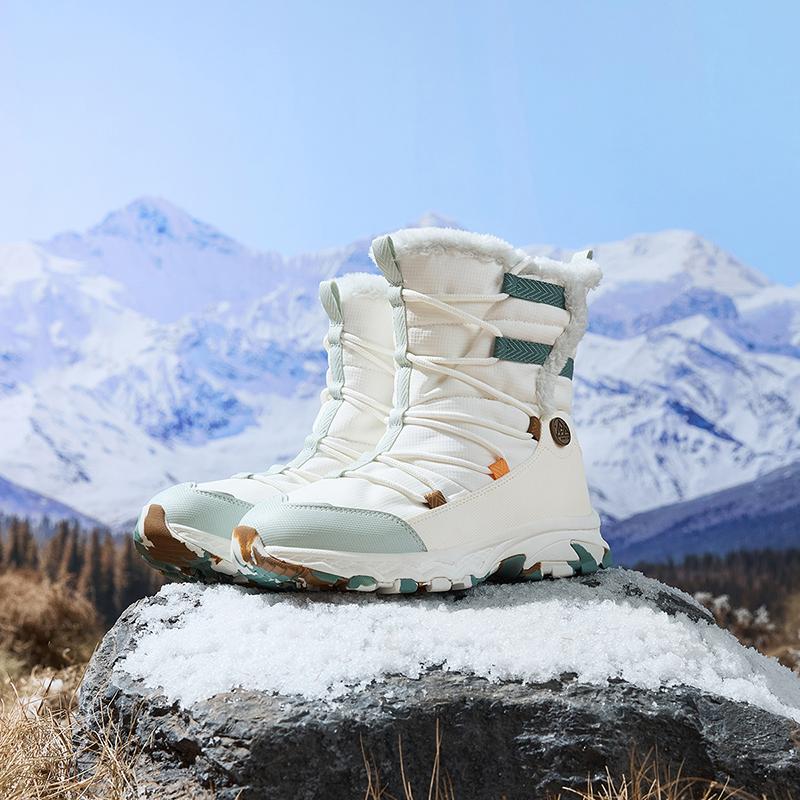 Anta Kids Trendy Fashion Thickened Warm High-Top Boots Kids Boots Ivory-White White Gray A22446923-1