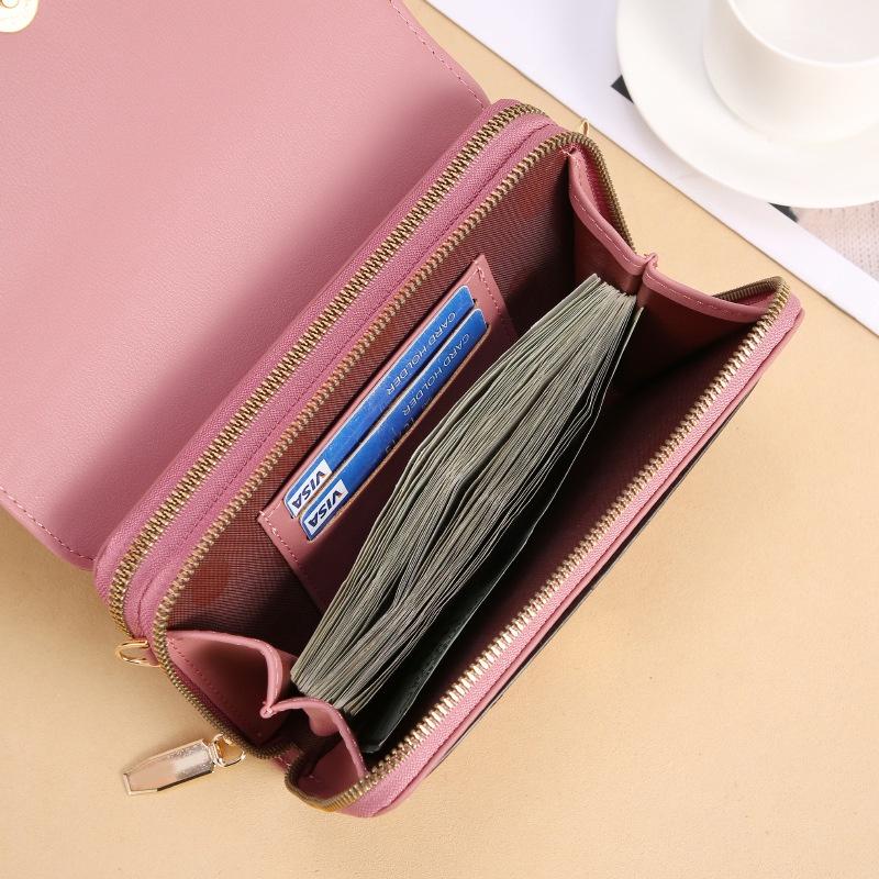 IELGY Женский длинный диагональный кошелек в корейском стиле с двойной молнией серый — фото 9