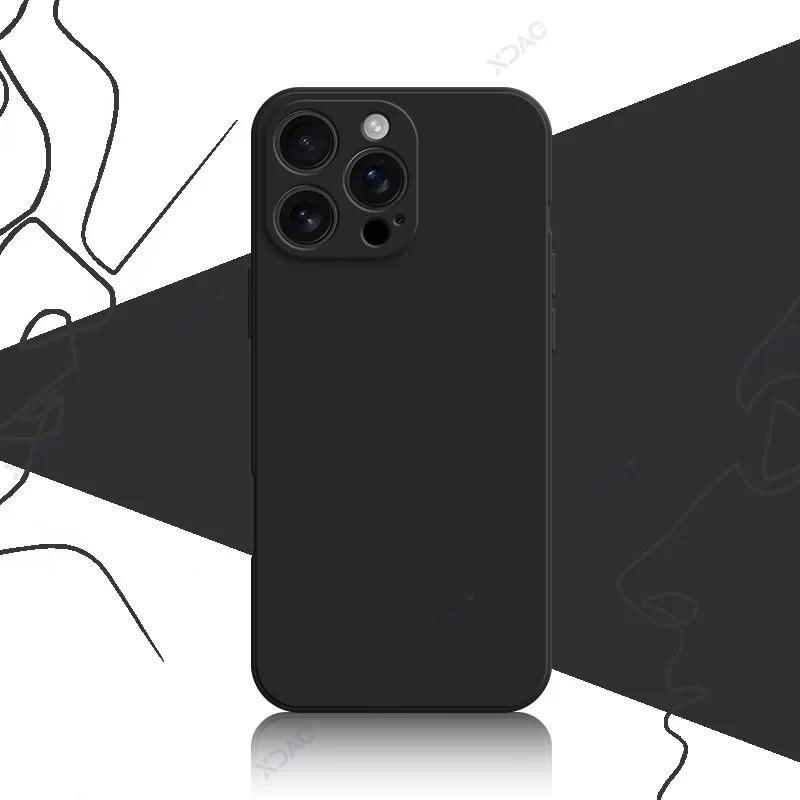 

Роскошный квадратный жидкий силиконовый чехол для iPhone 16 Pro Max Plus iPhone16 16Pro 16Plus 16ProMax мягкий противоударный корпус для телефона iPhone 16 Pro Max чёрный
