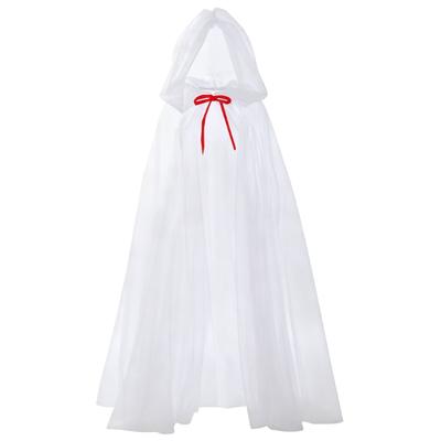 Elegant Transparent Witch Costume Cloak for Adults Teens Halloween Party Role Play Dressing Up