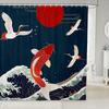Erosebridal Dragon Bathroom Shower Curtain Sets Japanese Style Shower Curtain For Kids Boys Girls Ocean Wave Fabric Shower