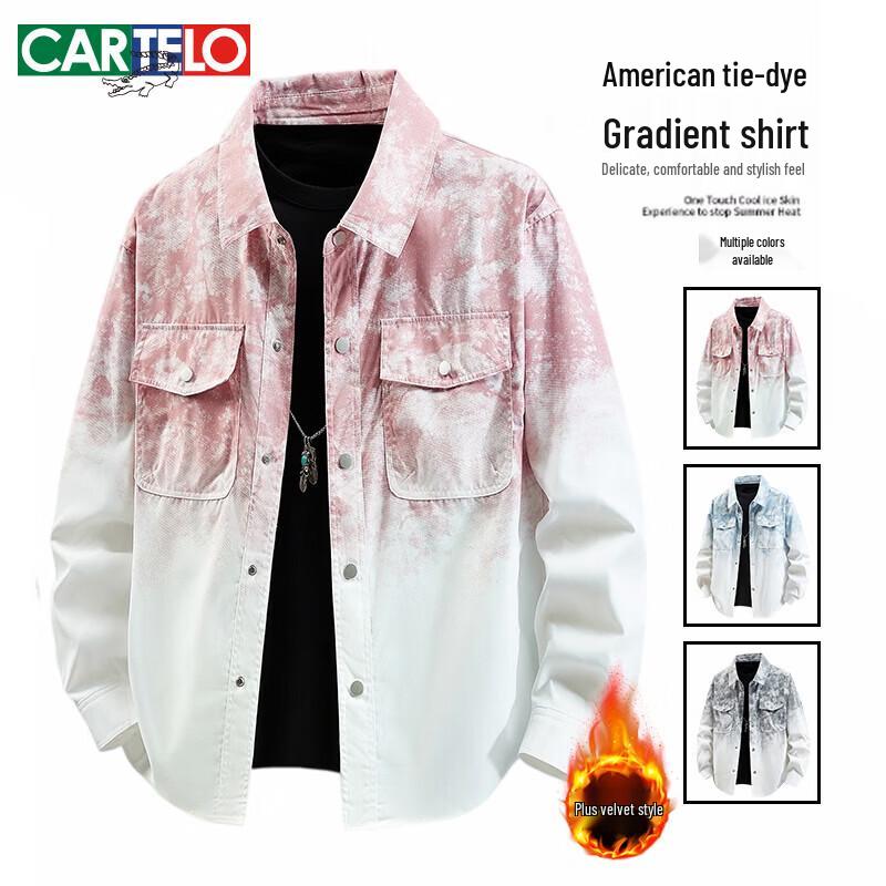 CARTELO Men's American-Style Tie-Dye Oversized Long-Sleeve Shirt Jacket