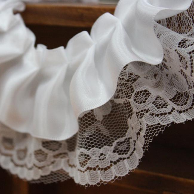 4 метра шириной 6 см высококачественный односторонний полиэстер с шелковым кружевом белое — фото 5