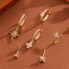 3Pcs  Star Drop Ear Hoop Set For Women Elegant Luxurious  Earring Jewelry Gift