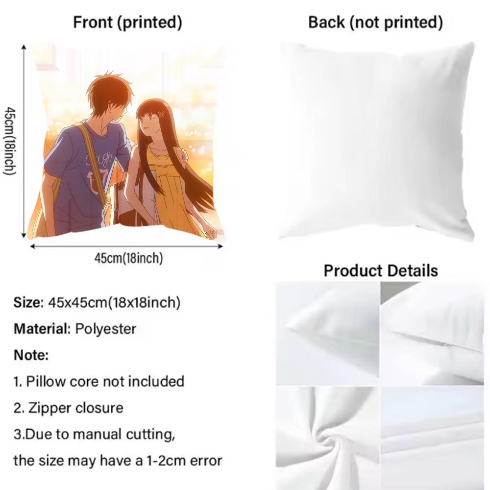 Comics K-Kimi Ni TodokeS Classic Cushion Cover Pattern Printed Pillowcase for Living Room Sofa Cushion Cover & Bedroom Decor