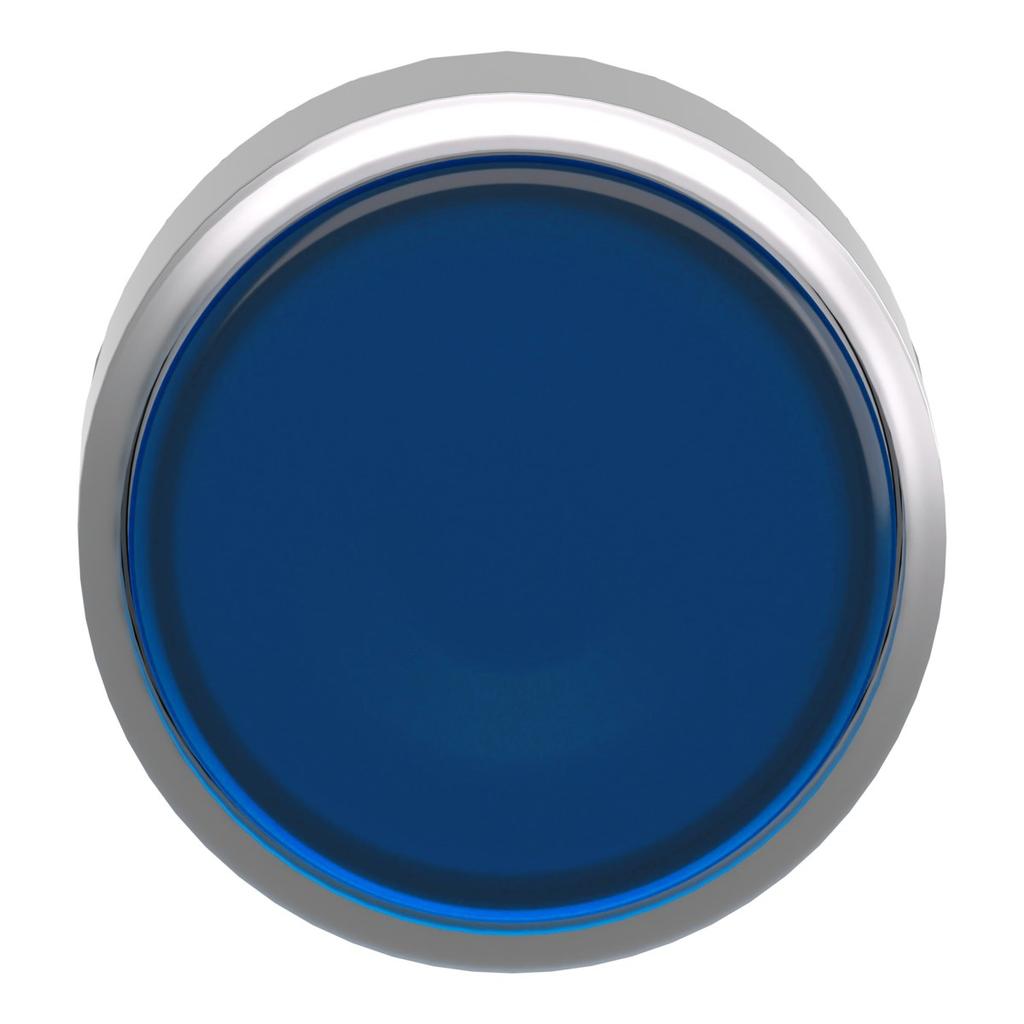 Blue Metal Harmony Flat Pushbutton Head with Spring Return, LED