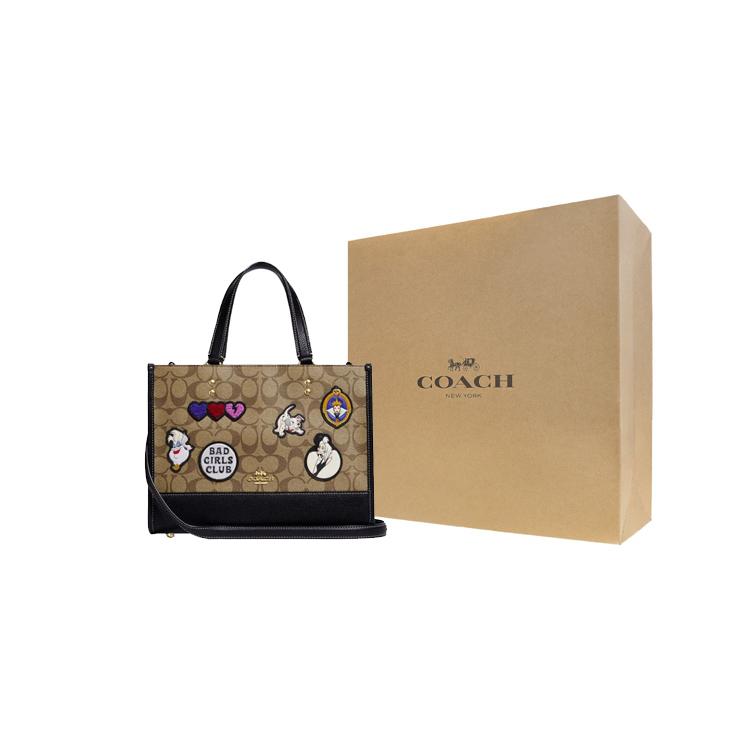 New COACH Disney Collaboration Dempsey Leather Tote Bag Shopping Bag Shoulder Bag Handbag Large Size Women's Khaki CC873-IME7V